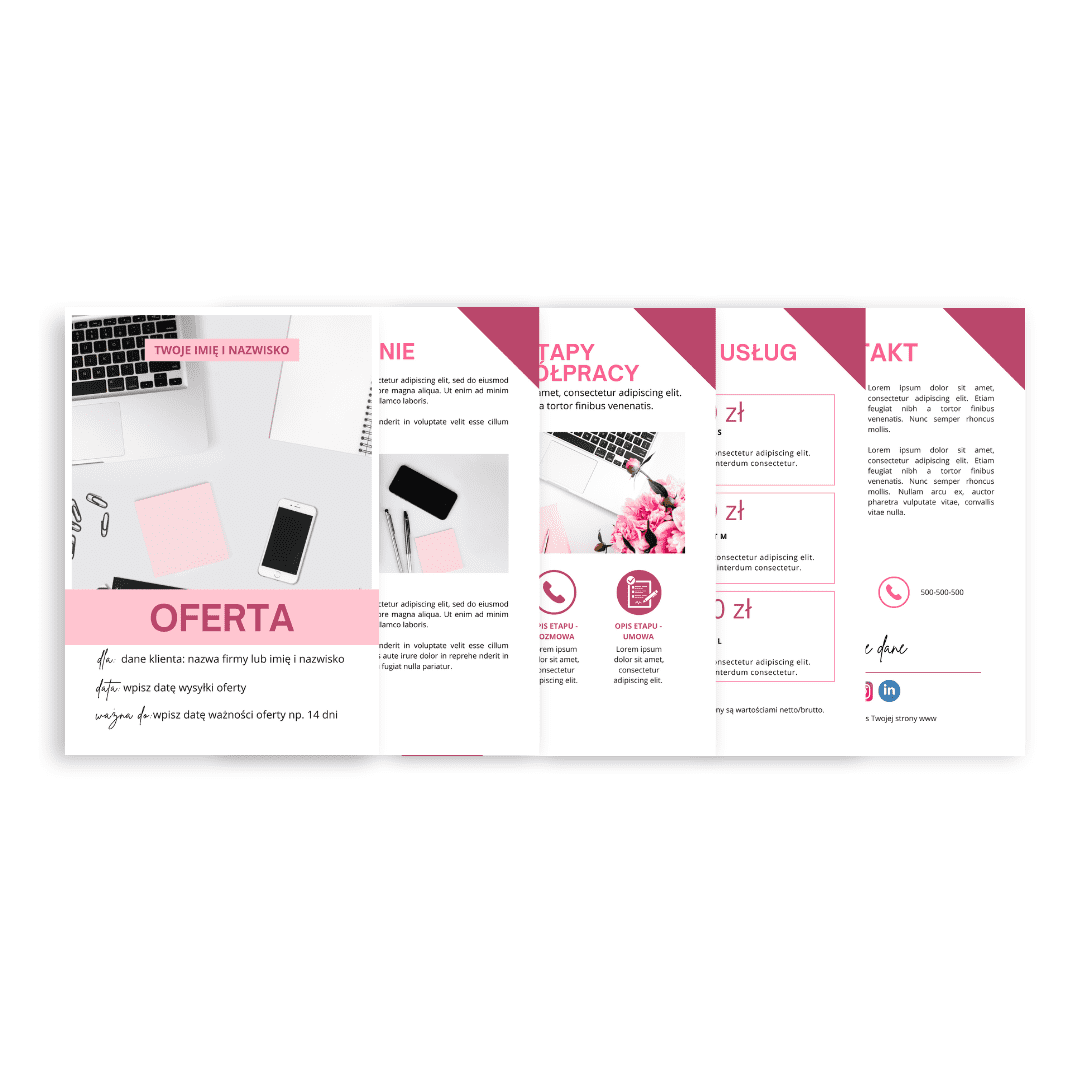 SZABLON OFERTY (nowoczesny) dla wirtualnej asystentki, freelancera - obrazek 3